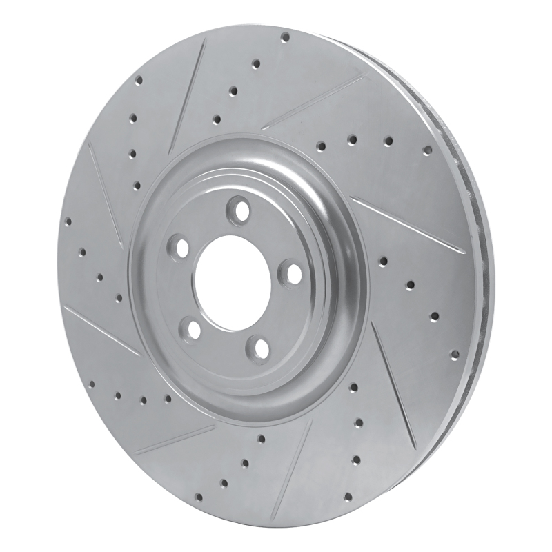 Jaguar XF Brake Rotor (1) - Front Left - R1 Concepts - Drilled & Slotted - Silver - `10-`14